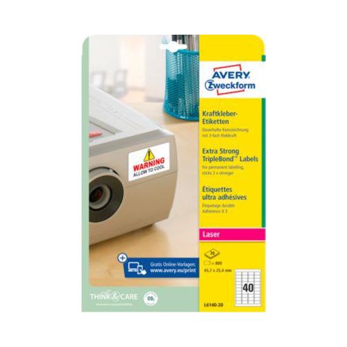 4004182059852 - L6140-20 Etiketten 457 x 254 mm Polyester-Folie Weiß 800 St Permanent Kraftkleber-Etiketten Universal-Etiketten Laser Kopie 20 Blatt DIN A4