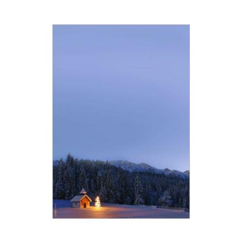 4004360770180 - Motivpapier Christmas Chapel A4 Winterwald-Motiv für Drucker Kopierer geeignet FSC®-Papier blau 100 Blatt