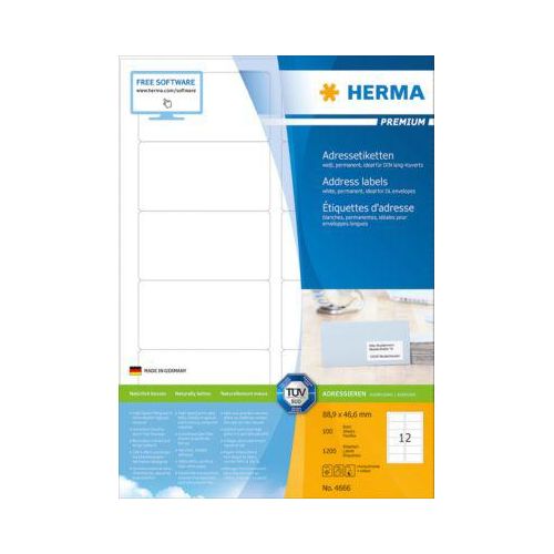 4008705046664 - 4666 Adress-Etiketten 889 x 466 mm Papier Weiß 1200 St Permanent haftend Tintenstrahldrucker Laserdrucker Farblaserdrucker Kopierer Farbkopierer 4008705046664 - 4666 Adress-Etiketten 889 x 466 mm Papier Weiß 1200 St Permanent haftend Tintenstrahldrucker Laserdrucker Farblaserdrucker Kopierer Farbkopierer