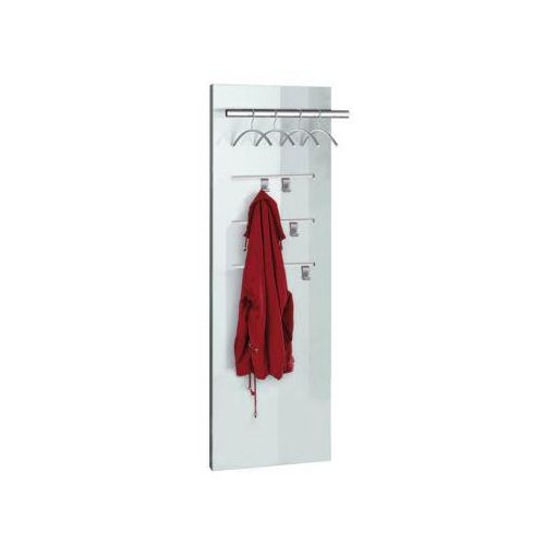 4044917433403 - Kerkamm Wandgarderobe Lugano Glas – Holzkorpus mit Glasapplikationen Edelstahlteile Kleiderbügelstange 4 Haken & 4 Bügel inkl Wandmontage 500×280×1500 mm