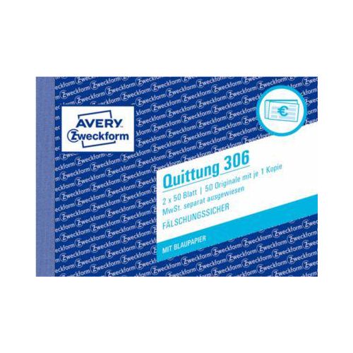 4004182003060 - Quittung Formular Papierformat din A6 quer Anzahl der Blätter 2 x 50 Bl - Avery Zweckform 4004182003060 - Quittung Formular Papierformat din A6 quer Anzahl der Blätter 2 x 50 Bl - Avery Zweckform