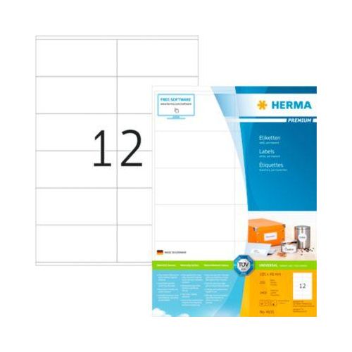 4008705046350 - Premium-Adressetiketten Nr 4635 105 x 48 mm selbstklebend permanenthaftend bedruckbar Papier weiß 2400 Stück auf 200 Blatt