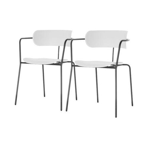 3660141233162 - meet by Paperflow Stuhl BISTRO stapelbar bis zu 4 Stück B 535 x T 545 x H 760 mm Stahlrohr & Polypropylen weiß 2 Stück