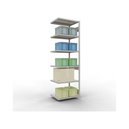 4004514295101 - Schulte Lagertechnik Fachbodenregal-Stecksystem MULTIplus 250 Anbauregal Längenriegel 2500x750x600 mm 6 Böden lichtgrau