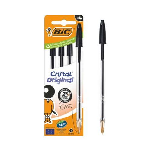 3086123734579 - Cristal Kugelschreiber mit Kappe Stärke M - 04 mm - schwarz - 4 Stück 3086123734579 BIC 4 Stück
