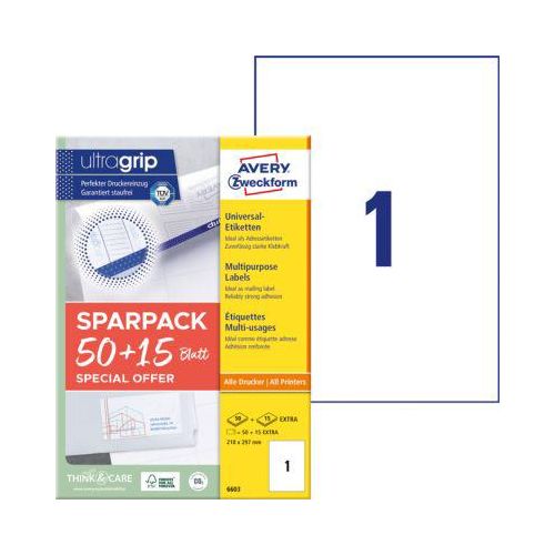 4004182066034 - Universaletiketten ultragrip SPARPACK 50 + 15 Blatt 6603 weiß rechteckig 210x297mm (BxH) permanent 65 Etiketten  4004182066034 A 65 St