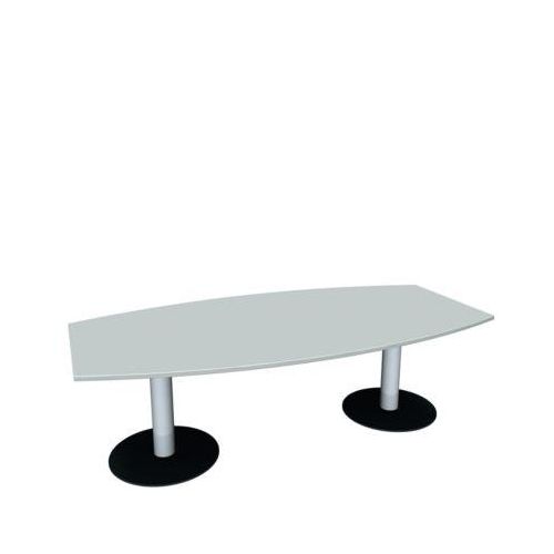 4038933420110 - Konferenztisch bis 8 Personen Boot Tellerfuß B 2400 x T 800 x H 720 mm lichtgrau weißaluminium