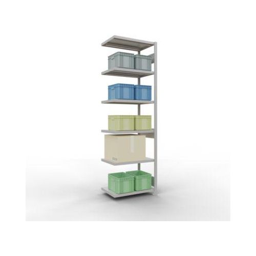 4004514294883 - Schulte Lagertechnik Fachbodenregal-Stecksystem MULTIplus 250 Anbauregal Längenriegel 2500x750x500 mm 6 Böden lichtgrau