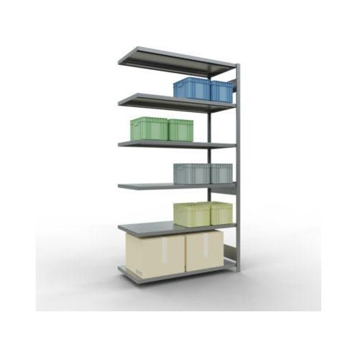 4004514283818 - Schulte Lagertechnik Fachbodenregal-Stecksystem MULTIplus 250 Anbauregal Längenriegel 2500x1300x600 mm 6 Böden verzinkt
