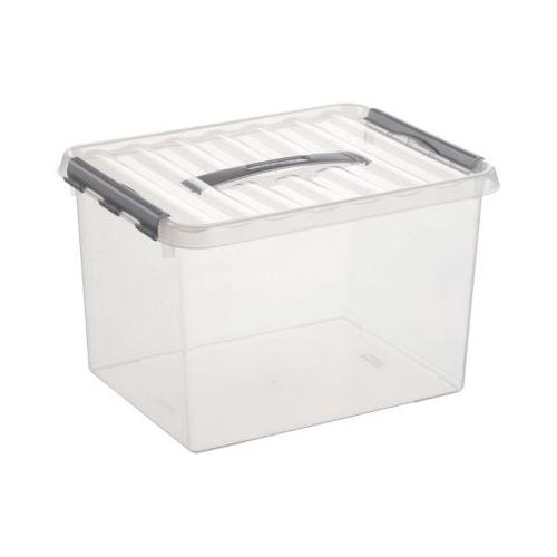 8711112788008 - helit the q-line Aufbewahrungsbox mit Deckel transparent Lebensmittelechte stapelbare Kunststoffbox mit Klickverschluss 1 Box mit Tragegriff 22 Liter