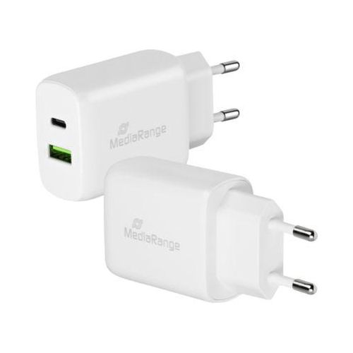 4260664878414 - MediaRange Schnellladeadapter 25 W Eurostecker USB-A USB-C weiß 4260664878414 - MediaRange Schnellladeadapter 25 W Eurostecker USB-A USB-C weiß