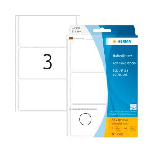 4008705025003 - Vielzwecketiketten Herma 52 x 100 mm selbstklebend permanent matt 96 Stück weiß 4008705025003 - Vielzwecketiketten Herma 52 x 100 mm selbstklebend permanent matt 96 Stück weiß