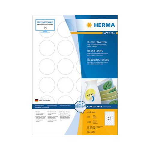 4008705044769 - 4476 Movables Etiketten rund 40 100 Blatt DIN A4 2400 St?ck 4476 4476 4008705044769