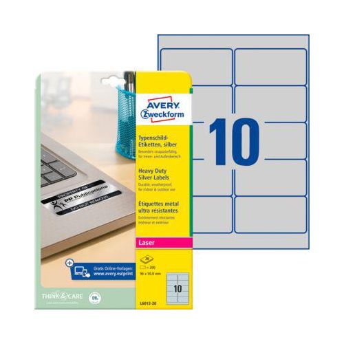 4004182060124 - Typenschildetiketten L6012-20 extrem robust geeignet für SW-Laserdrucker 96 x 508 mm 200 Stück 20 A4-Bogen Polyesterfolie silber 4004182060124 - Typenschildetiketten L6012-20 extrem robust geeignet für SW-Laserdrucker 96 x 508 mm 200 Stück 20 A4-Bogen Polyesterfolie silber