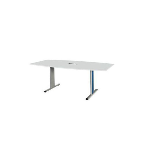 4250510825525 - Select Besprechungstisch Planova Basic mit Tischanschlussfeld Boot T-Fuß B 2000 x T 1000 x H 717 mm lichtgrau weißaluminium RAL 9006