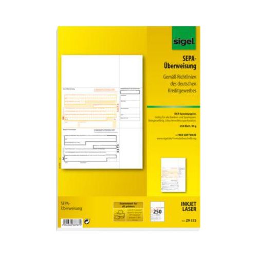 4004360887871 - PC-SEPA-Überweisung ZV572 beleglesefähig MP 90 g m2 A4 Inhalt 250 Formulare