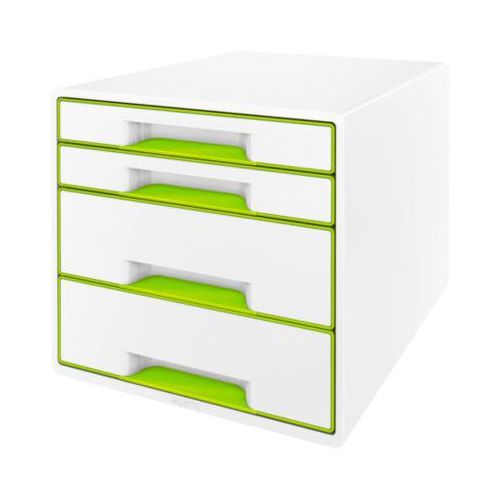 4002432123575 - - Schubladenbox wow cube 4 Schubladen din A4 Polystyrol Gehäusefarbe weiß Farbe der Schublade grün weiß