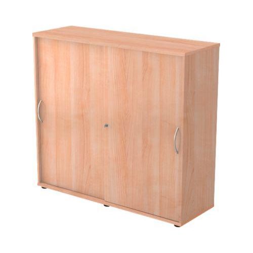 4032062140710 - Schiebetürenschrank TARA 3 Ordnerhöhen B 1200 x T 400 x H 1180 mm abschließ- & stapelbar Nussbaum-Dekor