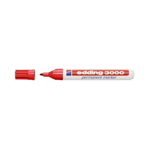 4004764007974 - edding 3000 Permanentmarker Mittel Rundspitze 15 - 3 mm Rot Nachfüllbar Wasserbeständig
