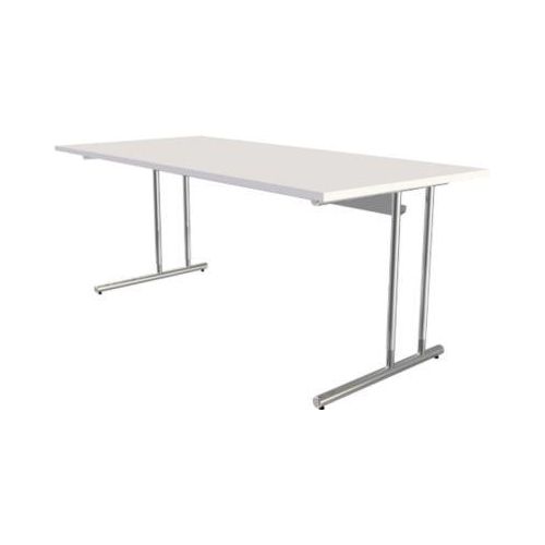 4044917434035 - Schreibtisch 11766210 manuell höhenverstellbar 68 - 82cm (H) 180cmx80cm (BxT) rechteckig weiß   chrom 4044917434035 Kerkmann
