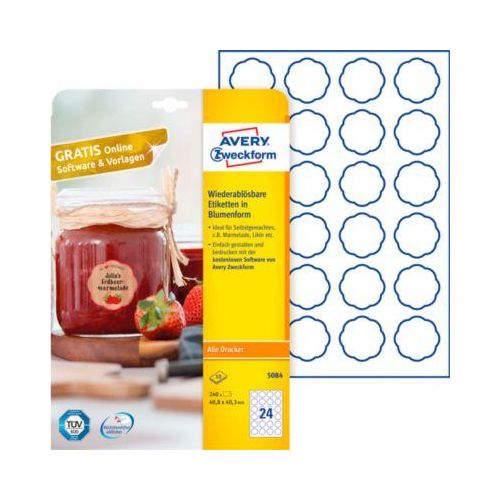 4004182050842 - AVERY® Zweckform Klebeetiketten blanko 408 x 403 mm 240 Stück Blumenform