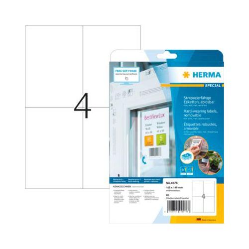 4008705045766 - Folienetiketten Special Nr 4576 105 x 148 mm wetterfest bedruckbar matt 80 Stück auf 20 Blatt