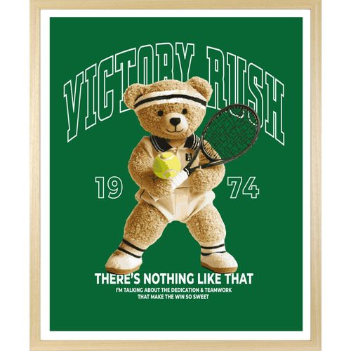 4067437130928 - Bild mit Rahmen QUEENCE Vintage Teddy Bär in Tennis Outfit farbe rahmen beige farbe bild(er) weiß B30cm H40cm T15cm Acrylglas Holzrahmen Bilder