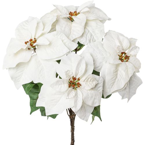 4064118886815 - Winterliche Kunstpflanze CREATIV DECO Weihnachtsdeko weiß H63cm Kunststoff Polyester Kunstpflanzen Samt-Ausführung