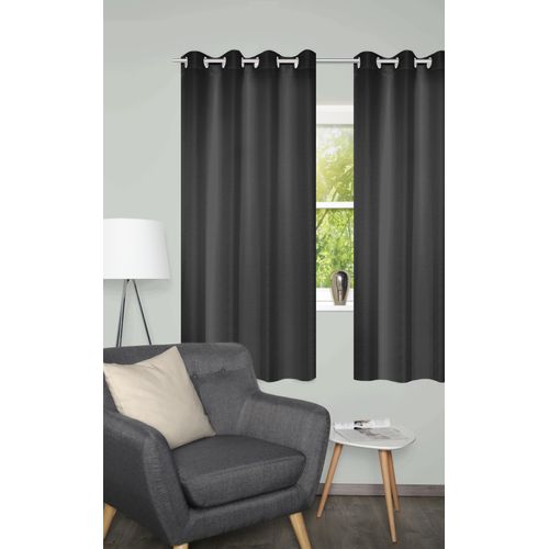 4056751536097 - Vorhang HOME BASICS BENOGA 2er SET schwarz B135cm H175cm Polyester Gardinen SET Ösenschal Uni Dekostruktur