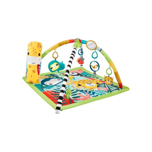 0194735095919 - Fisher-Price 3-In-1 Rainforest Sensory Gym Tummy Wedge With 6 Baby Toys Newborn To Toddler
