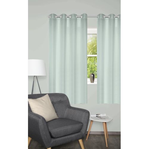 4056751536103 - Vorhang HOME BASICS BENOGA 2er SET mint B135cm H175cm Polyester Gardinen SET Ösenschal Uni Dekostruktur