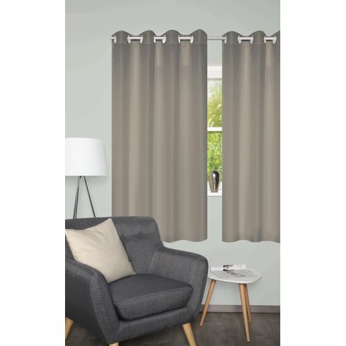 4056751536080 - Vorhang HOME BASICS BENOGA 2er SET stein B135cm H175cm Polyester Gardinen SET Ösenschal Uni Dekostruktur