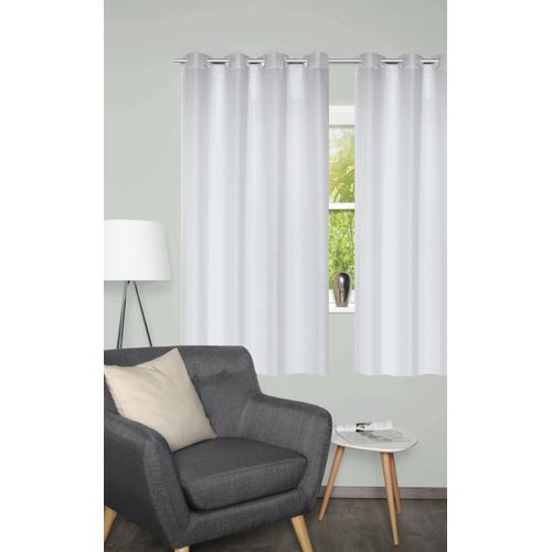 4056751536059 - Vorhang HOME BASICS BENOGA 2er SET silberfarben B135cm H175cm Polyester Gardinen SET Ösenschal Uni Dekostruktur