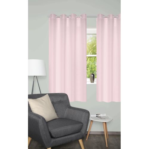 4056751536073 - Vorhang HOME BASICS BENOGA 2er SET rosa B135cm H175cm Polyester Gardinen SET Ösenschal Uni Dekostruktur