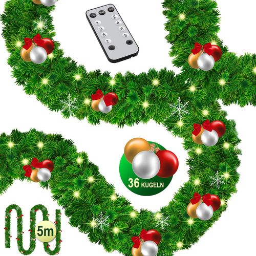 4260663282090 - KESSER® Weihnachtsgirlande mit LED – 5 m oder 10 m 100–200 LEDs IP44 naturgrün mit Schnee-Effekt je nach Modell für Outdoor & Indoor mit Fernbedienung & Weihnachtsdeko je nach Variante 4260663282090 - KESSER® Weihnachtsgirlande mit LED – 5 m oder 10 m 100–200 LEDs IP44 naturgrün mit Schnee-Effekt je nach Modell für Outdoor & Indoor mit Fernbedienung & Weihnachtsdeko je nach Variante