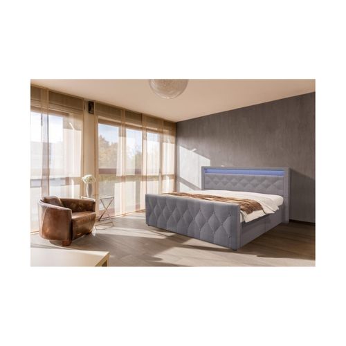 4058166275103 - Polsterbett inkl Matratze und Topper velara Farbe Dunkelgrau Größe 180 x 200 cm Komfortbett Polsterbett Bettgestell Doppelbett - Home Deluxe