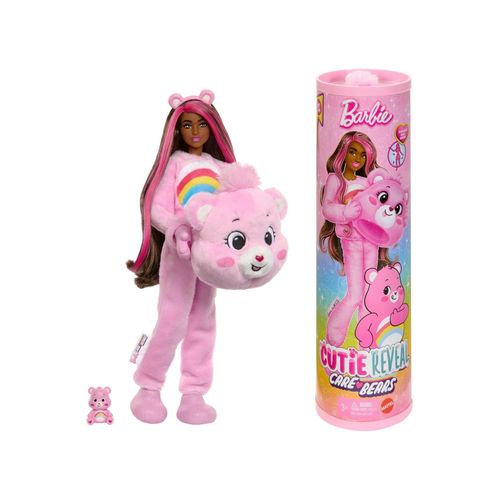 0194735274024 - JCN95 - Barbie - Cutie Reveal - Care Bears - Glücksbärchis - Puppe mit Hurrabärchi-Kostüm und 10 Überraschungen