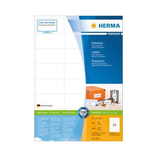4008705046152 - - Universaletikett premium 70 x 37 mm (b x h) nicht wieder ablösbar Papier weiß 4800 Etik Pack