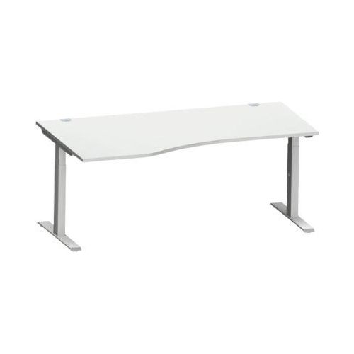 4250510875292 - Genius Schreibtisch MODENA FLEX Freiform links T-Fuß Rechteckrohr B 1800 x T 1000 800 x H 650-850 mm lichtgrau weißalu