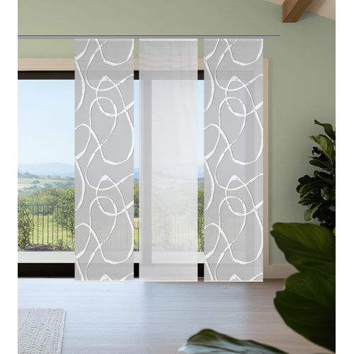 4056751541824 - Schiebegardine VISION S OPHELIA grau (hellgrau) B60cm H260cm Polyester Gardinen SchiebevorhangBambusoptikDigitaldruckSET