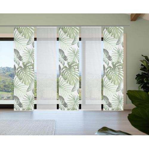 4056751541763 - Schiebegardine VISION S SANJA grün B60cm H260cm Polyester Gardinen SchiebevorhangBambusoptikDigitaldruckSET