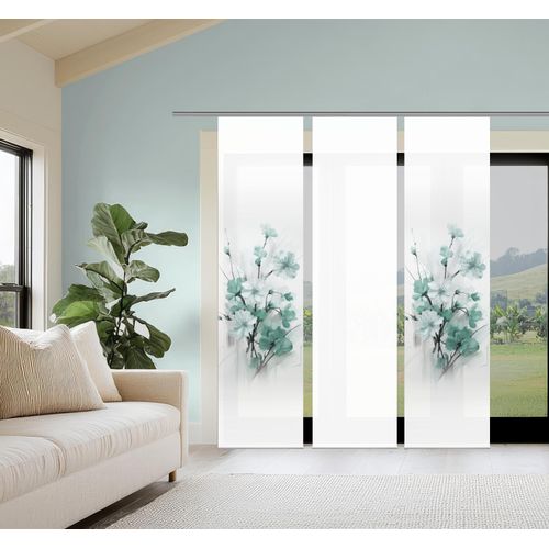 4056751542173 - Schiebegardine HOME WOHNIDEEN LOTUS mint B60cm H245cm Polyester Gardinen Schiebewand Seidenoptik SET Digitaldruck