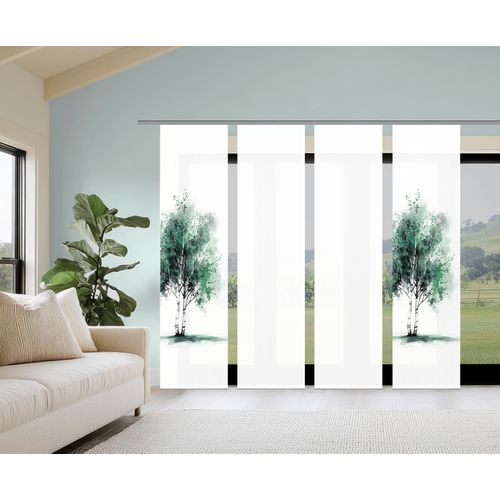 4056751542432 - Schiebegardine HOME WOHNIDEEN TREE grün B60cm H245cm Polyester Gardinen Schiebewand Seidenoptik SET Digitaldruck