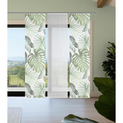 4056751541725 - Schiebegardine VISION S SANJA grün B60cm H260cm Polyester Gardinen SchiebevorhangBambusoptikDigitaldruckSET