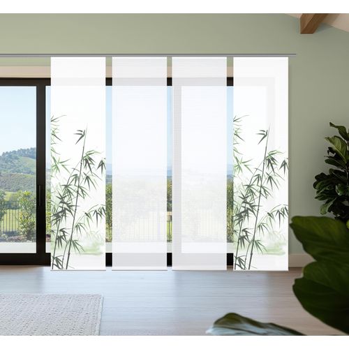 4056751541091 - Schiebegardine HOME IN GREEN RUFUS grün B60cm H245cm Polyester Gardinen Bambusoptik SET recycelt Digitaldruck 4056751541091 - Schiebegardine HOME IN GREEN RUFUS grün B60cm H245cm Polyester Gardinen Bambusoptik SET recycelt Digitaldruck