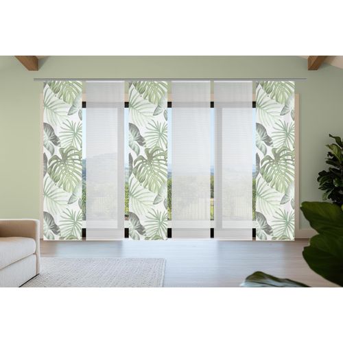 4056751541787 - Schiebegardine VISION S SANJA grün B60cm H260cm Polyester Gardinen SchiebevorhangBambusoptikDigitaldruckSET