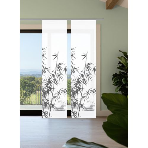 4056751541046 - Schiebegardine HOME IN GREEN RUFUS grau B60cm H245cm Polyester Gardinen Bambusoptik SET recycelt Digitaldruck 4056751541046 - Schiebegardine HOME IN GREEN RUFUS grau B60cm H245cm Polyester Gardinen Bambusoptik SET recycelt Digitaldruck