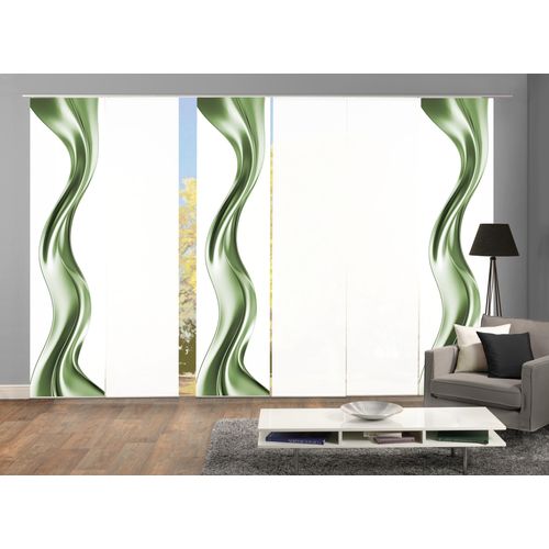 4056751516600 - Schiebegardine HOME WOHNIDEEN OAKLEY Gr 1 grün B60cm H245cm Polyester Gardinen SCHIEBEVORHANGSETSEIDENOPTIKDIGIDRUCK