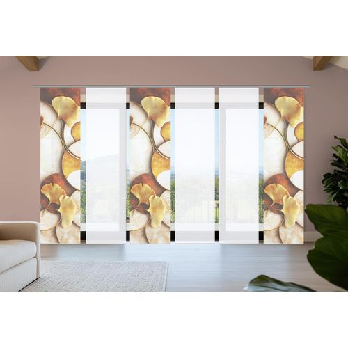 4056751541183 - Schiebegardine HOME IN GREEN STORM gold (goldfarben) B60cm H245cm Polyester Gardinen Bambusoptik SET recycelt Digitaldruck