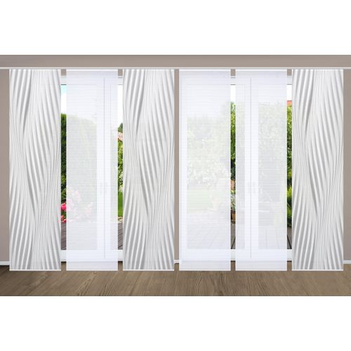 4056751442312 - Schiebegardine HOME IN GREEN RIWELO Gr 1 grau B60cm H245cm Polyester Gardinen SET DIGITALDRUCKBAMBUSOPTIK RECYCELT